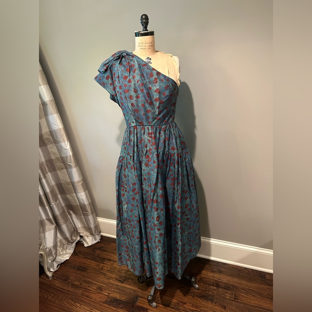 Ulla Johnson one shoulder blue print dress